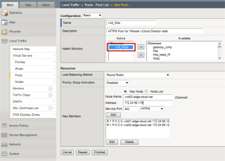 Figure 8: HTTPS pool in F5 Big-IP for VMware vCloud Director 