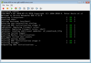 Figure 16: vEOS booting on ESX 