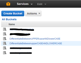 Figure 2: The <em>US Standard</em> region differentiates case in S3 bucket names 