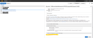 Figure 3: Website hosting for an S3 bucket in the region <em>US Standard</em> fails 