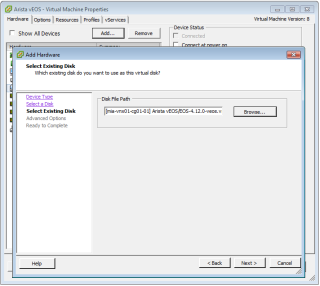 Figure 15: Select vEOS disk image file 