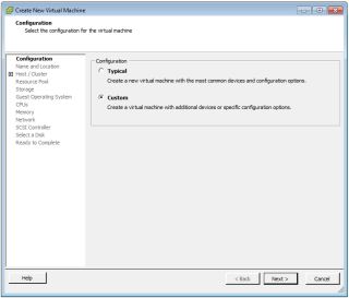 Figure 1: Create a new custom VM 