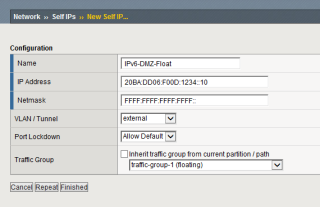 Figure 4: Create a floating IPv6 address in a similar fashion 