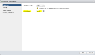 Figure 3: Changing MTU settings for a Default vSwitch 