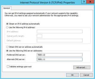 Figure 6: SLAAC with Manual Nameserver in Windows 