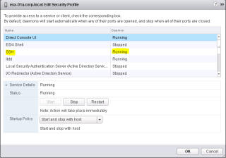 Figure 3: Enable SSH access to ESXi hosts 