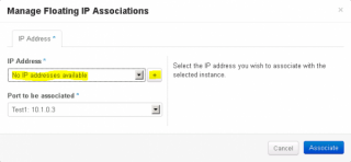 Figure 12: Associate a floating IP in OpenStack - Step 2 