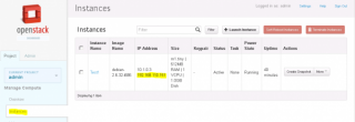 Figure 15: Successfully associate a floating IP in OpenStack 