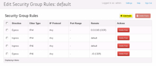 Figure 17: Edit Security Groups in OpenStack - Step 2 