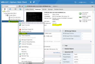 Figure 6: Perform a VMotion of an OpenStack VM - Step 1 