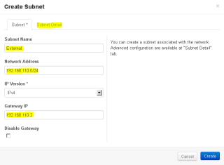 Figure 10: Create Subnet - Step 1 