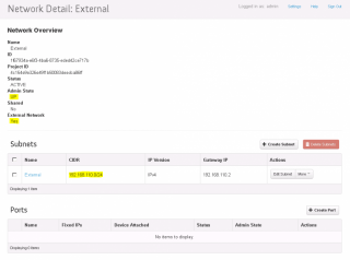 Figure 12: Successfully created External Network 