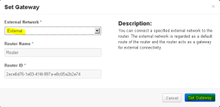 Figure 24: Set Router Gateway dialog 