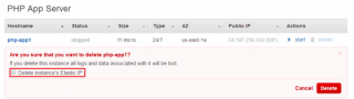 Figure 26: Keep the Elastic IP when deleting a PHP App Server instance 