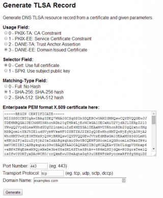 Figure 13: Generate the TLSA record 