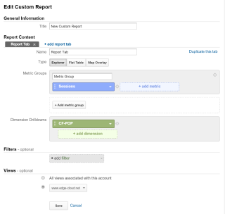 Figure 3: Create a Custom Report in Google Analytics 