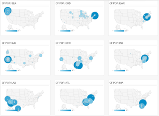 Figure 5: Geographic Reach of CloudFlare PoP for the US 