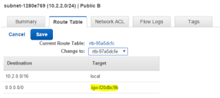 Figure 5: Configure the Internet Gateway for the Public Subnet 