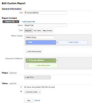 Figure 3: Create a Custom Report in Google Analytics 