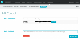 Figure 16: Configure Flowroute SMS Callback 