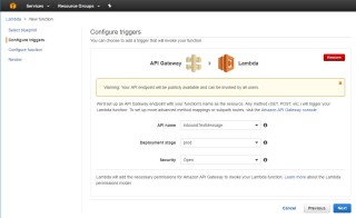 Figure 8: AWS Lambda - Configure triggers 