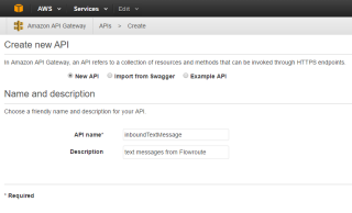 Figure 7: Create a new API Gateway 