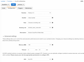 Figure 2: AWS Lambda function to extract meta data from CloudFront