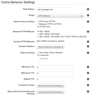 Figure 6: CloudFront behavior for custom path pattern