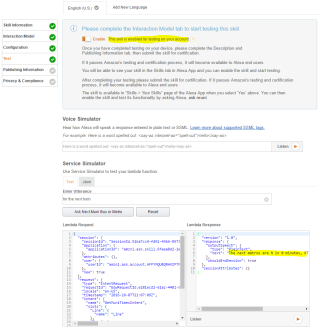 Figure 8: Test your Alexa Skill