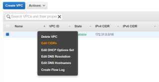 Figure 1: Edit VPC CIDRs