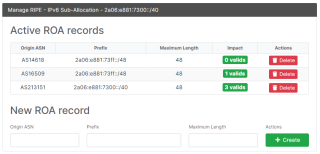 Figure 4: LIR RPKI dashboard for managing Assigned resources. 