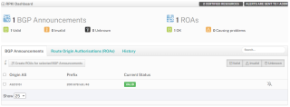 Figure 3: RIPE RPKI dashboard for managing Provider Independent (PI) resources. 