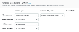 Figure 6: Selecting a CloudFront function as a Viewer Action. 