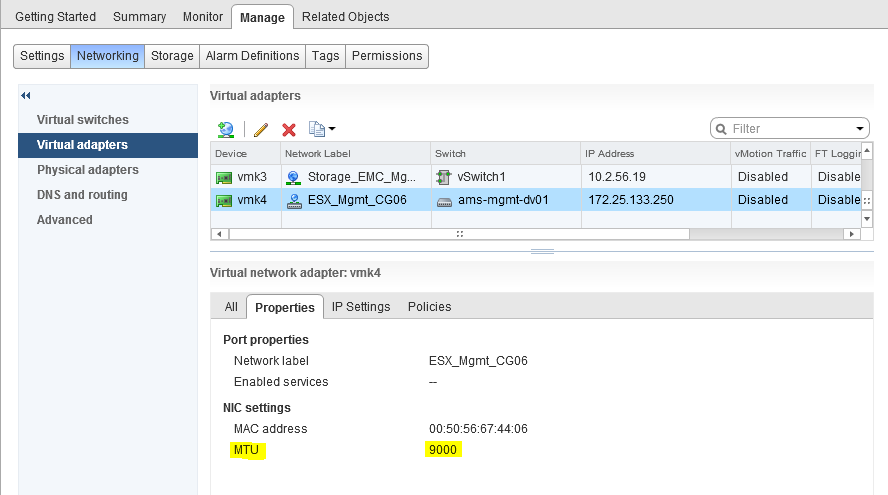 Figure 6: Jumbo Frames with VMkernel ports