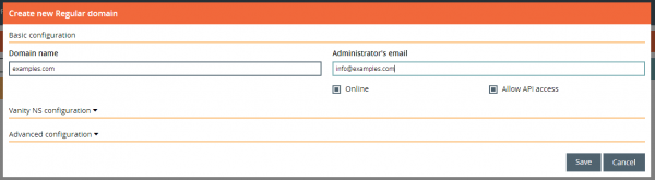 Figure 2: Create a new domain
