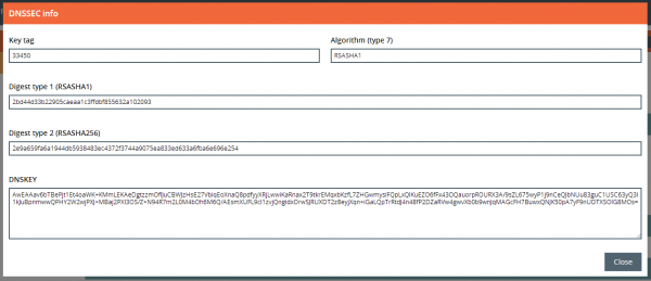 Figure 6: DNSSEC information for the domain
