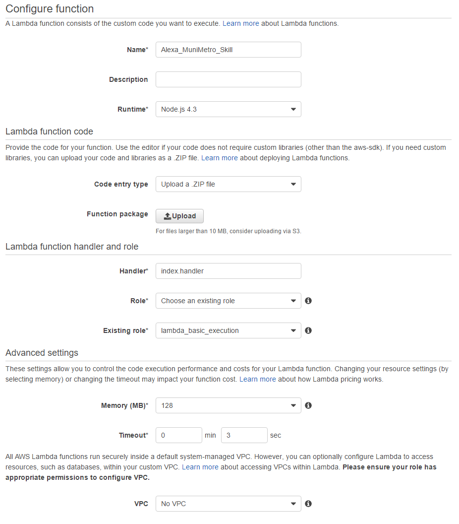 Figure 2: Create an AWS Lambda function