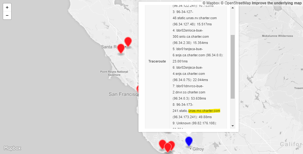 Figure 7: Example of RIPE Atlas probe on US West Coast preferring the origin in US-East-2